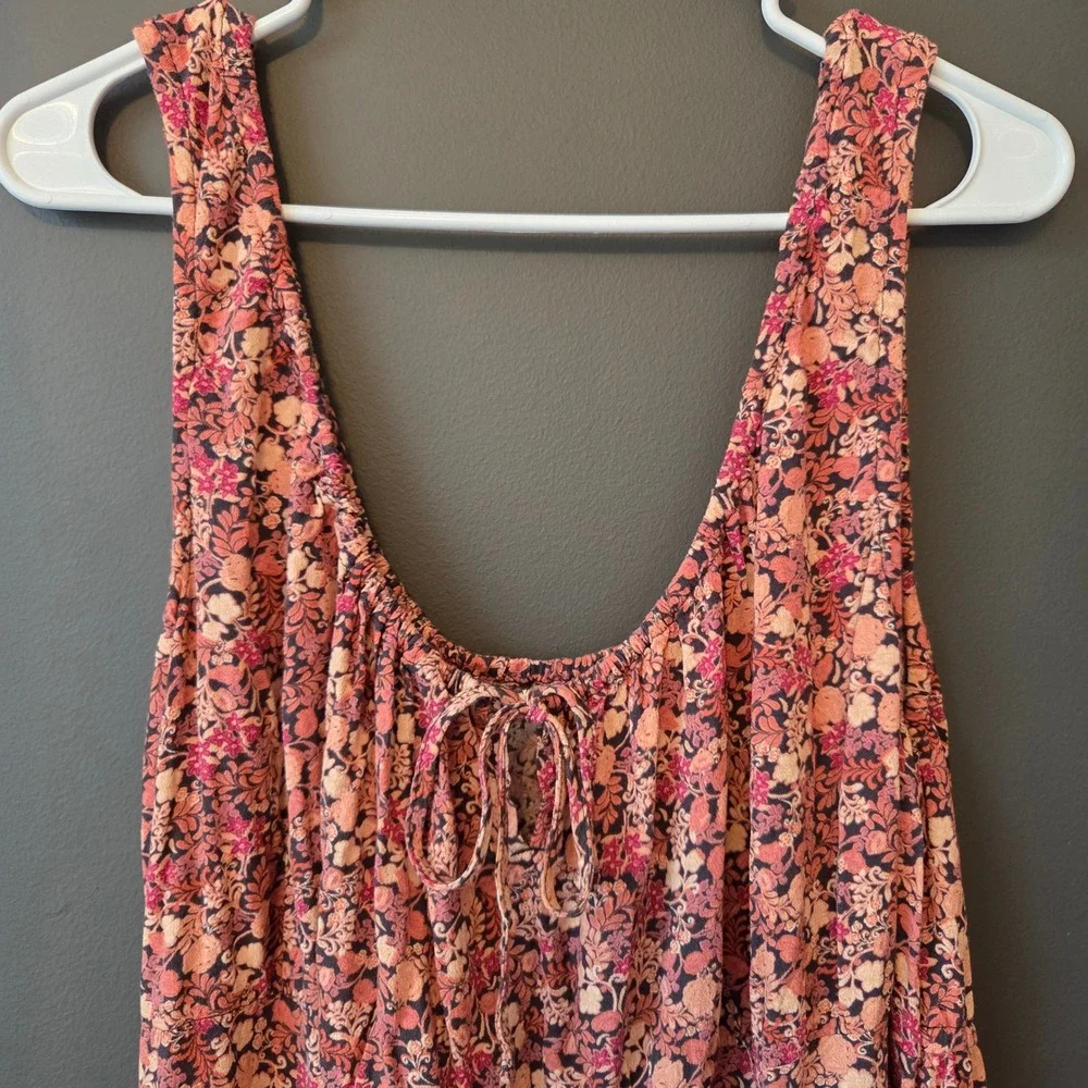 Old Navy XXL Floral Midi Milkmaid Dress Sleeveless Tie Front Boho Cottagecore - Picture 2 of 6